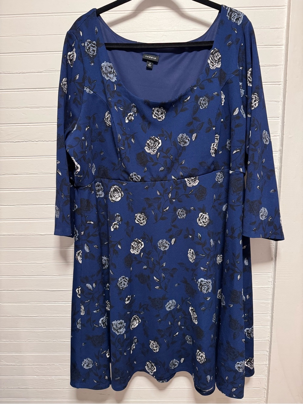 TORRID Blue Floral Scoop Neck Skater Dress